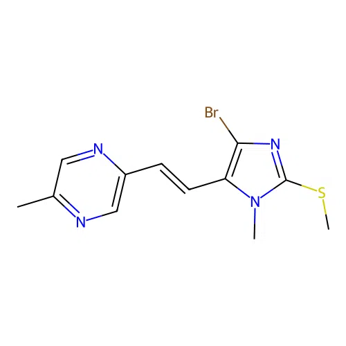 2-((E)-2-(5-Bromo-3-methyl-2-methylthioimidazol-4-yl)ethenyl)-5-methylpyrazine structure