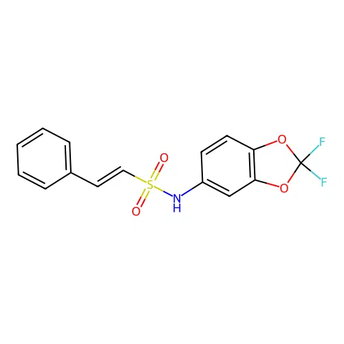 (E)-N-(2,2-difluoro-1,3-benzodioxol-5-yl)-2-phenylethenesulfonamide structure