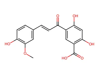 2,4-Dihydroxy-5-[3-(4-hydroxy-3-methoxyphenyl)prop-2-enoyl]benzoic acid structure