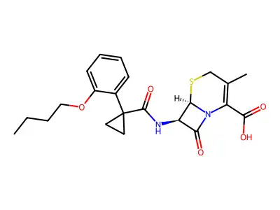 5-Thia-1-azabicyclo(4.2.0)oct-2-ene-2-carboxylic acid, 7-(((1-(2-butoxyphenyl)cyclopropyl)carbonyl)amino)-3-methyl-8-oxo-, (6R-trans)- structure