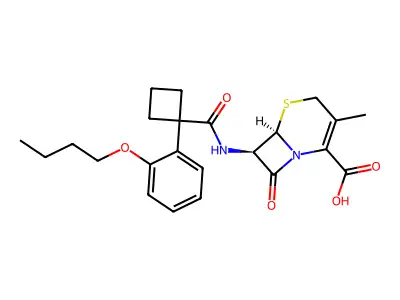 5-Thia-1-azabicyclo(4.2.0)oct-2-ene-2-carboxylic acid, 7-(((1-(2-butoxyphenyl)cyclobutyl)carbonyl)amino)-3-methyl-8-oxo-, (6R-trans)- structure