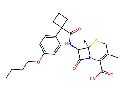 5-Thia-1-azabicyclo(4.2.0)oct-2-ene-2-carboxylic acid, 7-(((1-(4-butoxyphenyl)cyclobutyl)carbonyl)amino)-3-methyl-8-oxo-, (6R-trans)- structure