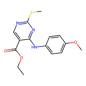Ethyl 4-[(4-methoxyphenyl)amino]-2-(methylthio)-5-pyrimidinecarboxylate structure