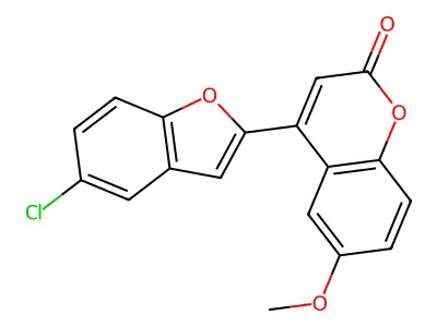 2H-1-Benzopyran-2-one, 4-(5-chloro-2-benzofuranyl)-6-methoxy- structure