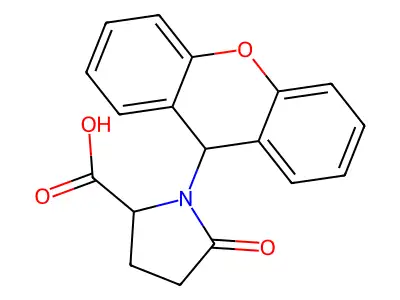 5-oxo-1-(9H-xanthen-9-yl)pyrrolidine-2-carboxylic acid structure