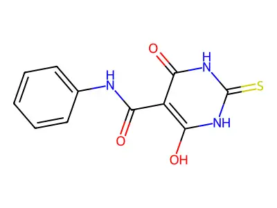 6-hydroxy-4-oxo-N-phenyl-2-sulfanylidene-1H-pyrimidine-5-carboxamide structure