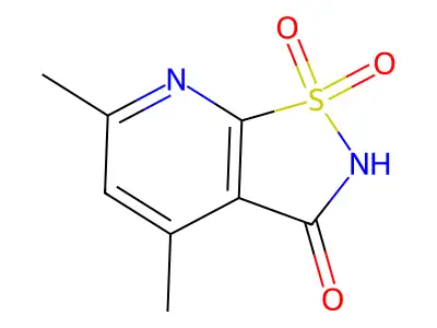 Isothiazolo(5,4-b)pyridin-3(2H)-one, 4,6-dimethyl-, 1,1-dioxide structure