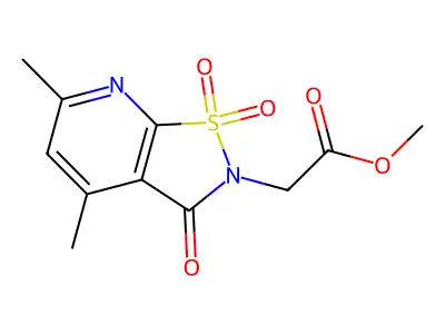 Isothiazolo(5,4-b)pyridine-2(3H)-acetic acid, 4,6-dimethyl-3-oxo-, methyl ester, 1,1-dioxide structure