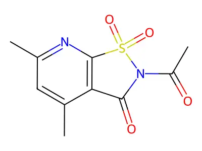 Isothiazolo(5,4-b)pyridin-3(2H)-one, 2-acetyl-4,6-dimethyl-, 1,1-dioxide structure