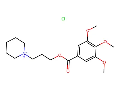 Benzoic acid, 3,4,5-trimethoxy-, 3-piperidinopropyl ester, hydrochloride structure