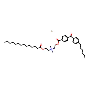 Ethanaminium, 2-((4-(4-hexylbenzoyl)benzoyl)oxy)-N,N-dimethyl-N-(2-((1-oxotetradecyl)oxy)ethyl)-, bromide structure