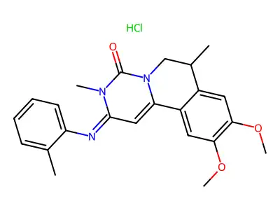 4H-Pyrimido(6,1-a)isoquinolin-4-one, 2,3,6,7-tetrahydro-9,10-dimethoxy-3,7-dimethyl-2-((2-methylphenyl)imino)-, monohydrochloride, (+-)- structure