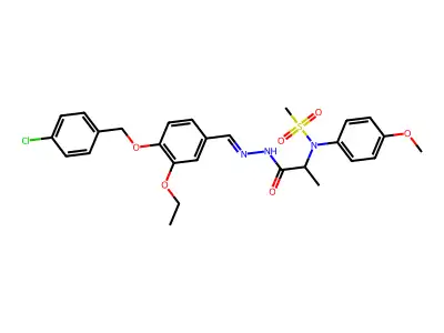 N-[(E)-[4-[(4-chlorophenyl)methoxy]-3-ethoxyphenyl]methylideneamino]-2-(4-methoxy-N-methylsulfonylanilino)propanamide structure