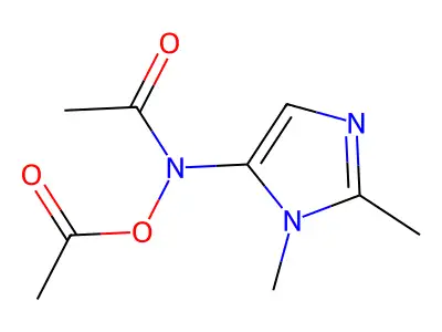 O,N-diacetyl-1,2-dimethyl-5-hydroxylaminoimidazole structure