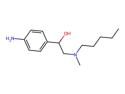 Benzyl alcohol, p-amino-alpha-((methylpentylamino)methyl)- structure