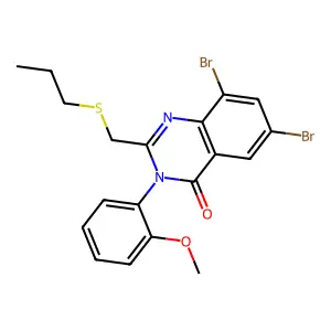 4(3H)-Quinazolinone, 6,8-dibromo-3-(2-methoxyphenyl)-2-((propylthio)methyl)- structure