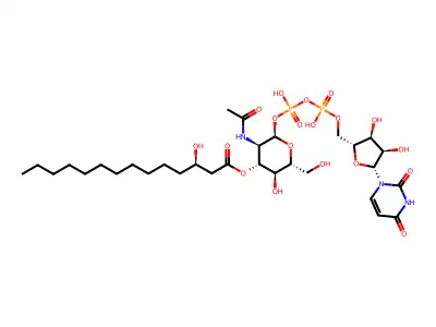 UDP-3-O[R-3-Hydroxymyristoyl]-N-acetylglucosamine structure