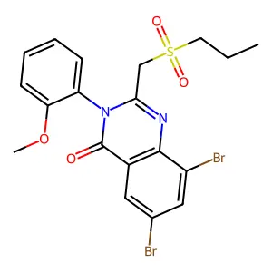 4(3H)-Quinazolinone, 6,8-dibromo-3-(2-methoxyphenyl)-2-((propylsulfonyl)methyl)- structure