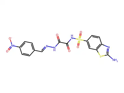 ACETIC ACID (((2-AMINO-6-BENZOTHIAZOLYL)SULFONYL)AMINO)OXO-,((4-NITR OPHENYL)METHYLENE)HYDRAZIDE structure
