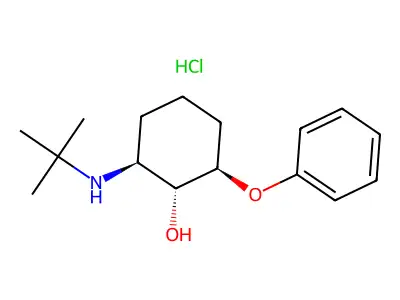 Cyclohexanol, 2-((1,1-dimethylethyl)amino)-6-phenoxy-, hydrochloride, (1-alpha,2-beta,6-beta)- structure