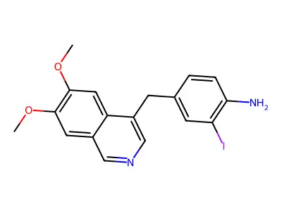 6,7-Dimethoxy-4-(4'-amino-3'-iodobenzyl)isoquinoline structure