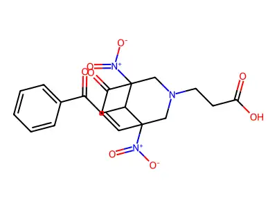 3-[1,5-dinitro-8-oxo-9-(2-oxo-2-phenylethyl)-3-azabicyclo[3.3.1]non-6-en-3-yl]propanoic acid structure