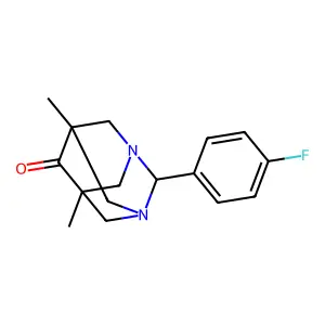 2-(4-Fluorophenyl)-5,7-dimethyl-1,3-diazatricyclo[3.3.1.1~3,7~]decan-6-one structure