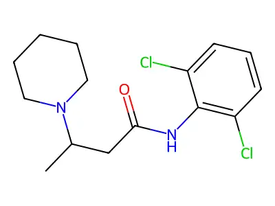 1-Piperidinepropionanilide, 2',6'-dichloro-beta-methyl- structure