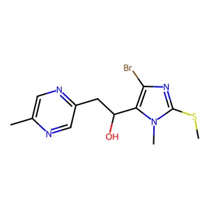 1-(4-Bromo-1-methyl-2-(methylthio)-1H-imidazol-5-yl)-2-(5-methylpyrazin-2-yl)ethanol structure