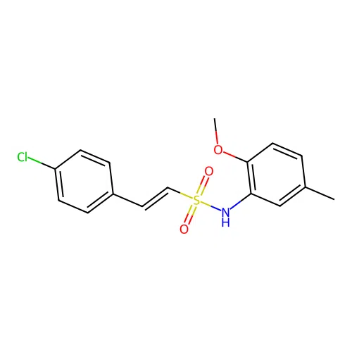 (E)-2-(4-chlorophenyl)-N-(2-methoxy-5-methylphenyl)ethenesulfonamide structure