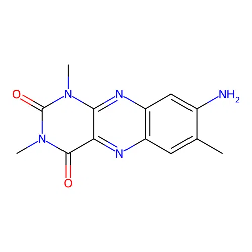 8-amino-1,3,7-trimethylbenzo[g]pteridine-2,4(1H,3H)-dione structure