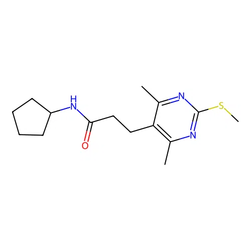 N-cyclopentyl-3-[4,6-dimethyl-2-(methylsulfanyl)pyrimidin-5-yl]propanamide structure