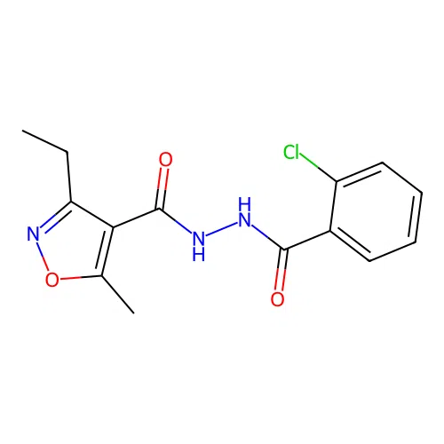 N'-(2-chlorobenzoyl)-3-ethyl-5-methyl-1,2-oxazole-4-carbohydrazide structure