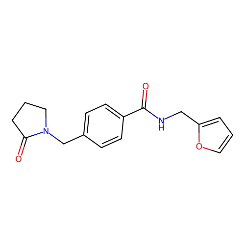 N-(furan-2-ylmethyl)-4-[(2-oxopyrrolidin-1-yl)methyl]benzamide structure