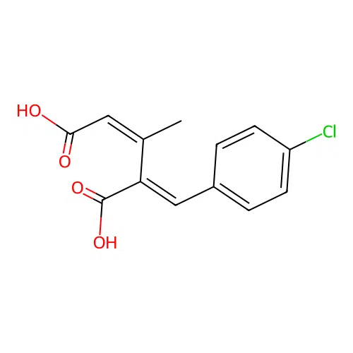 (2Z,4E)-4-(4-chlorobenzylidene)-3-methylpent-2-enedioic acid structure