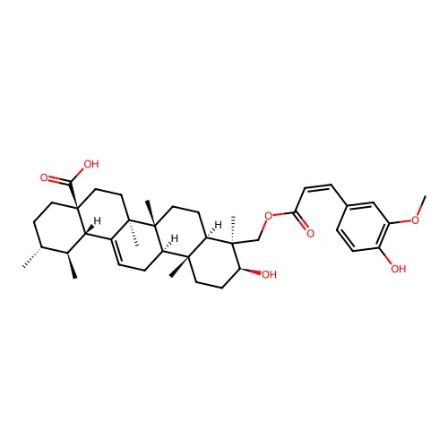 Urs-12-en-28-oic acid, 3-hydroxy-23-((3-(4-hydroxy-3-methoxyphenyl)-1-oxo-2-propenyl)oxy)-, (3beta,4beta(Z))- structure
