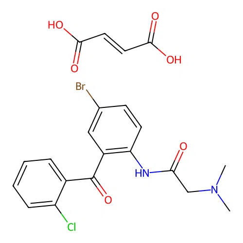 N-(4-bromo-2-(2-chlorobenzoyl)phenyl)-2-(dimethylamino)acetamide fumarate structure
