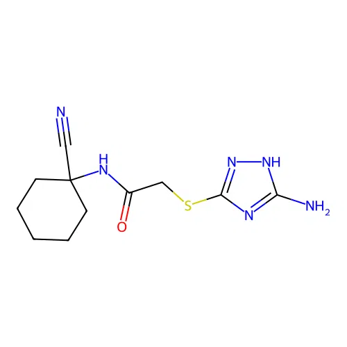 2-[(5-amino-1H-1,2,4-triazol-3-yl)sulfanyl]-N-(1-cyanocyclohexyl)acetamide structure