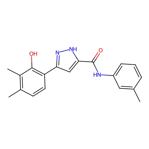 5-(2-hydroxy-3,4-dimethylphenyl)-N-(3-methylphenyl)-1H-pyrazole-3-carboxamide structure