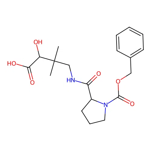 4-({1-[(Benzyloxy)carbonyl]prolyl}amino)-2-hydroxy-3,3-dimethylbutanoic acid structure