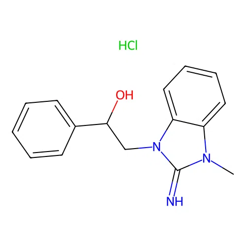 2-(2-imino-3-methyl-2,3-dihydro-1H-benzo[d]imidazol-1-yl)-1-phenylethanol hydrochloride structure