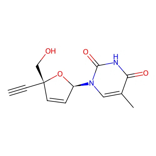 2',3'-Didehydro-3'-deoxy-4'-ethynylthymidine structure
