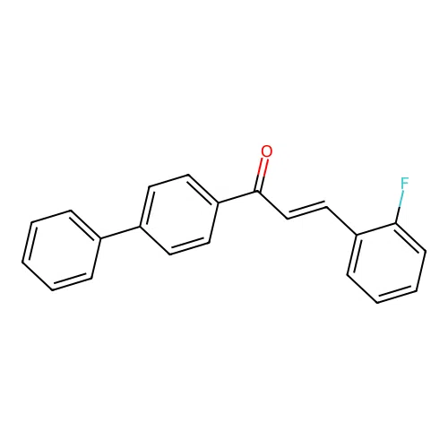 (E)-3-(2-fluorophenyl)-1-(4-phenylphenyl)prop-2-en-1-one structure