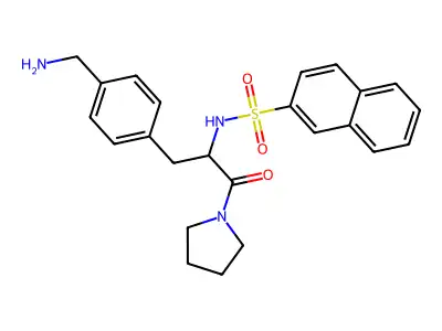 N-(p-(Aminomethyl)-alpha-(pyrrolidinocarbonyl)phenethyl)-2-naphthalenesulfonamide structure
