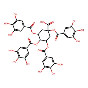 1,3,4,5-Tetrakis((3,4,5-trihydroxybenzoyl)oxy)cyclohexanecarboxylic acid structure