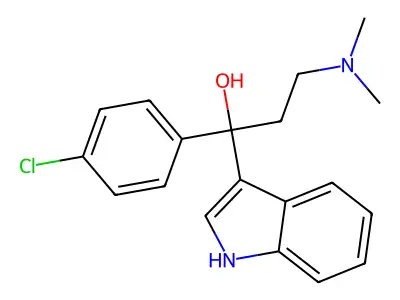 Indole-3-methanol, alpha-(p-chlorophenyl)-alpha-(2-(dimethylamino)ethyl)- structure