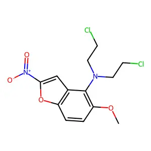 4-Benzofuranamine, N,N-bis(2-chloroethyl)-5-methoxy-2-nitro- structure