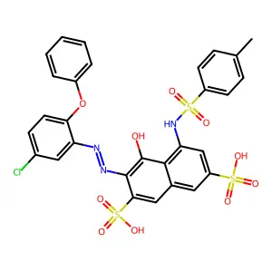 3-[2-(5-Chloro-2-phenoxyphenyl)diazenyl]-4-hydroxy-5-[[(4-methylphenyl)sulfonyl]amino]-2,7-naphthalenedisulfonic acid structure