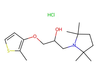 1-Pyrrolidineethanol, alpha-(((2-methyl-3-thienyl)oxy)methyl)-2,2,5,5-tetramethyl-, hydrochloride structure