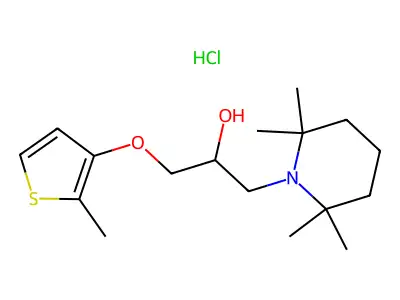 1-Piperidineethanol, alpha-(((2-methyl-3-thienyl)oxy)methyl)-2,2,6,6-tetramethyl-, hydrochloride structure